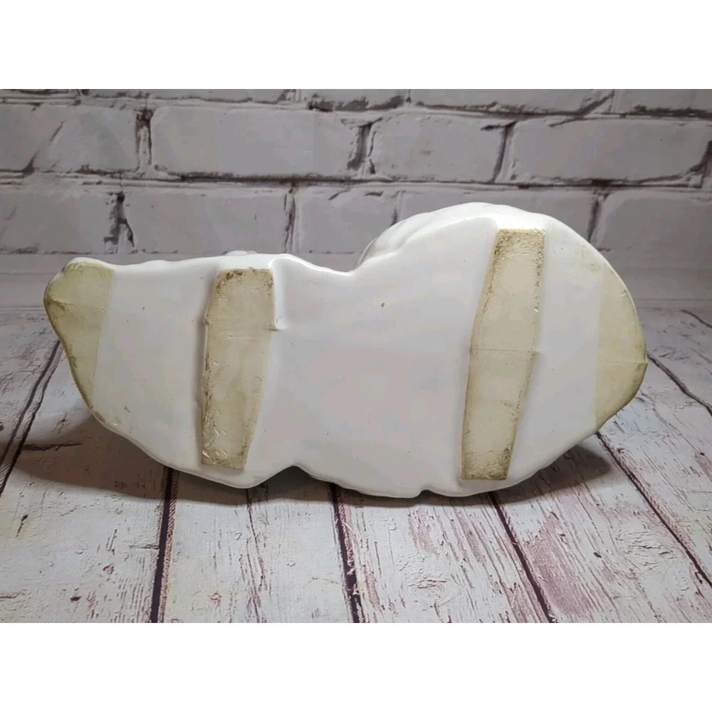 Vintage White Persian Cat Figurine Planter Blue Eyes With‎ Playful Kitten